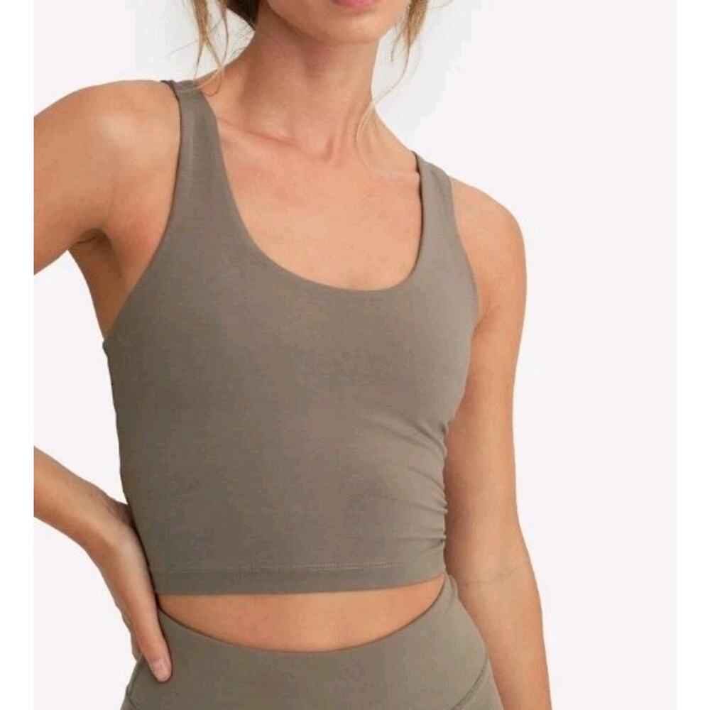 NEW Mate the Label Organic Stretch Racer Tank Size S Pebble Cropped Shelf Bra